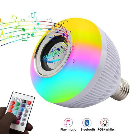 Lampada Musical Led Colorida e Caixa De Som Via Bluetooth Com Controle Remoto