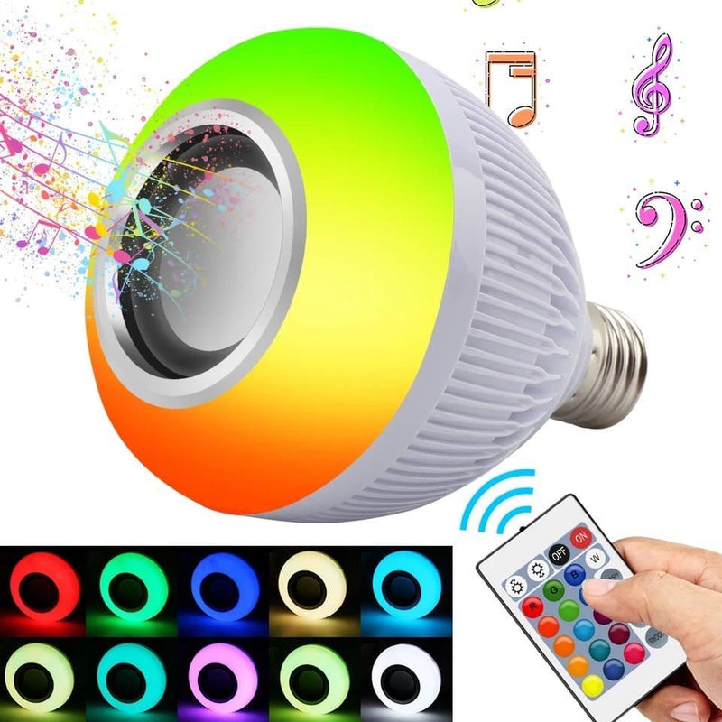 Lampada Musical Led Colorida e Caixa De Som Via Bluetooth Com Controle Remoto