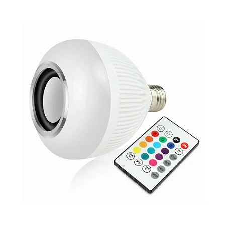 Lampada Musical Led Colorida e Caixa De Som Via Bluetooth Com Controle Remoto