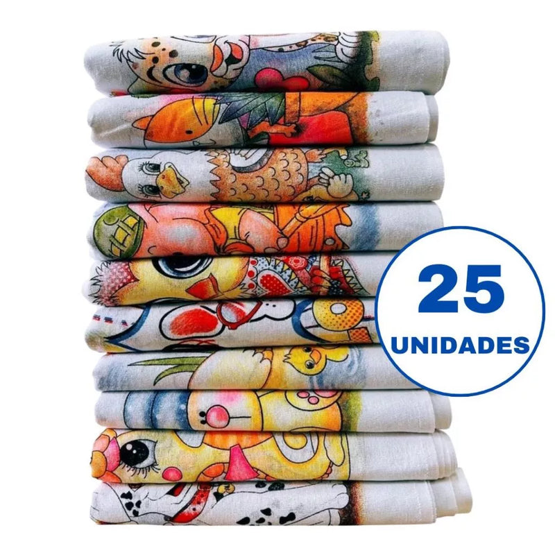 kits Pano de Prato Estampado com bainha 100% algodão - Cores variadas