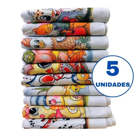 kits Pano de Prato Estampado com bainha 100% algodão - Cores variadas